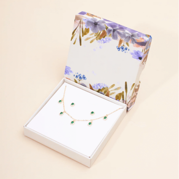 Emerald Necklace and Earrings Set